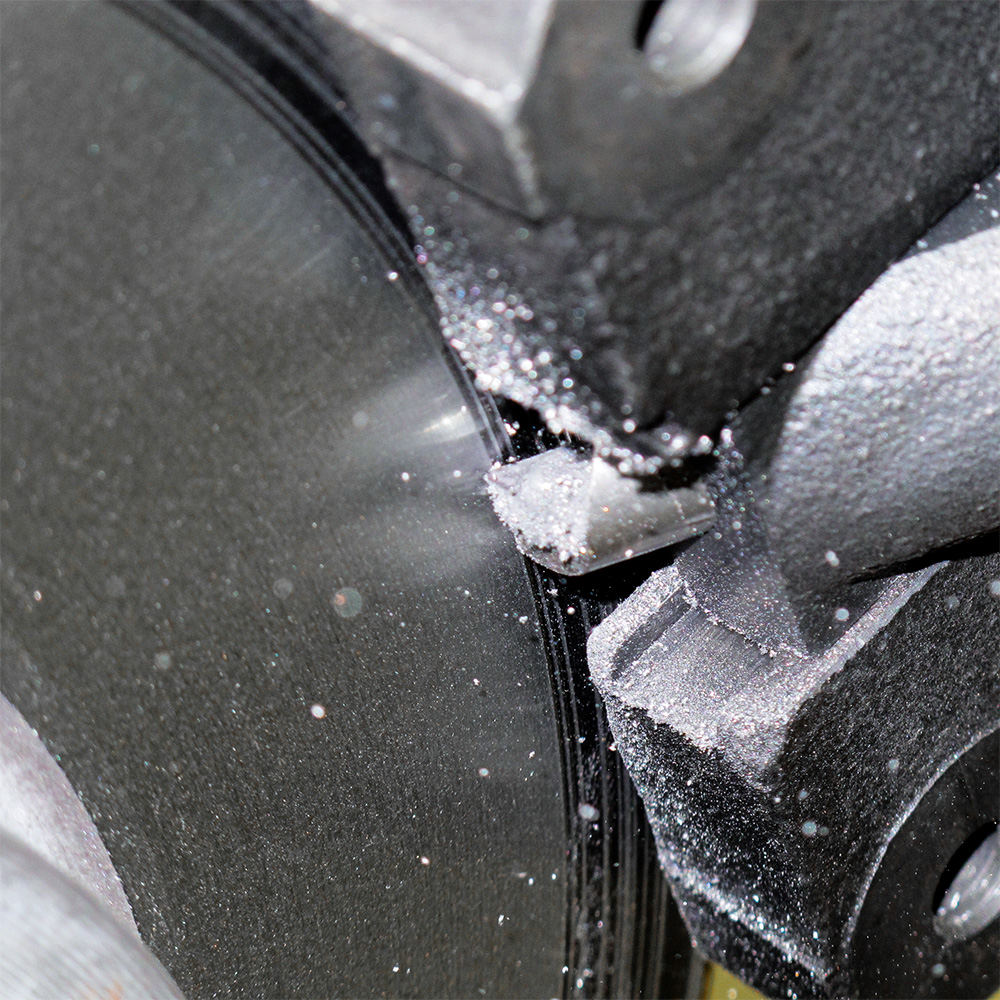 MAD Disc Aligner machining a brake disc close up